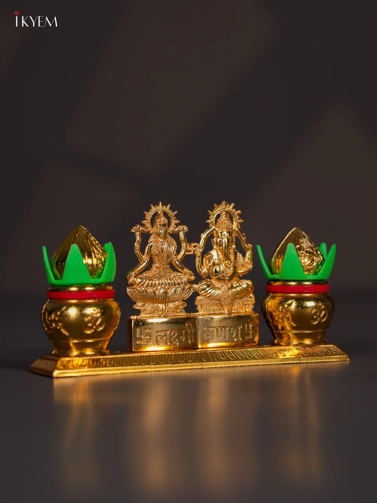 Exquisite Gold Plated Lakshmi Ganesha Idol with Kalash - KI22115 - Image 5