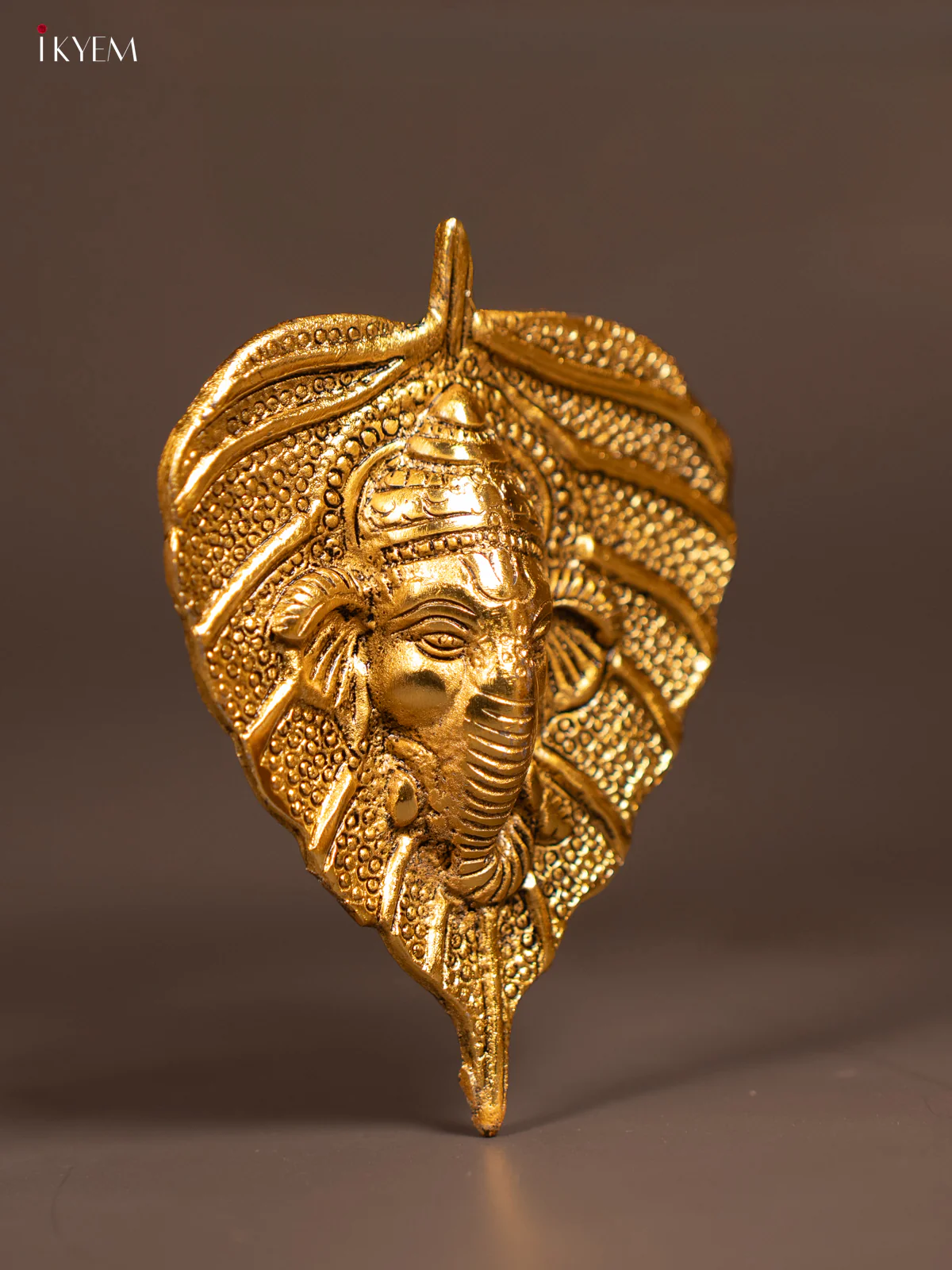 Leaf Shaped Gold Plated Lord Ganesha Wall Hanging - KE29120 - Image 2