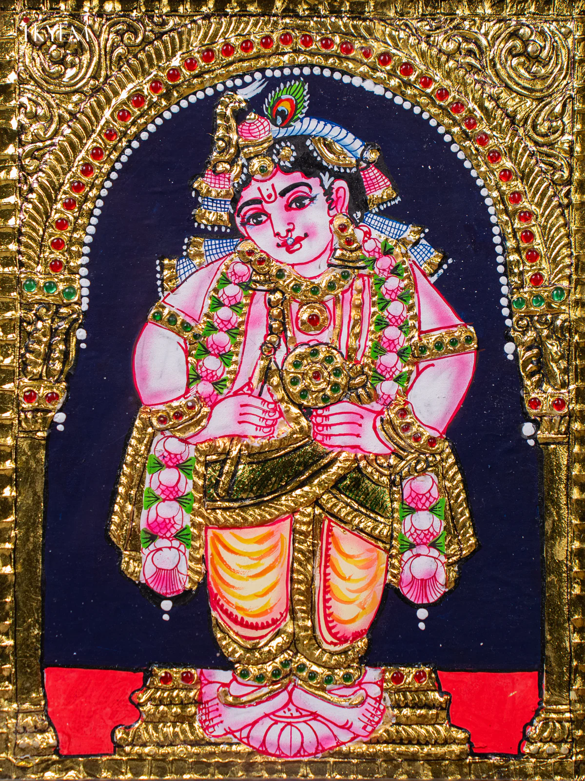 Lord Krishna Tanjore painting - (13×11) Inch - KJ03141 - Image 3