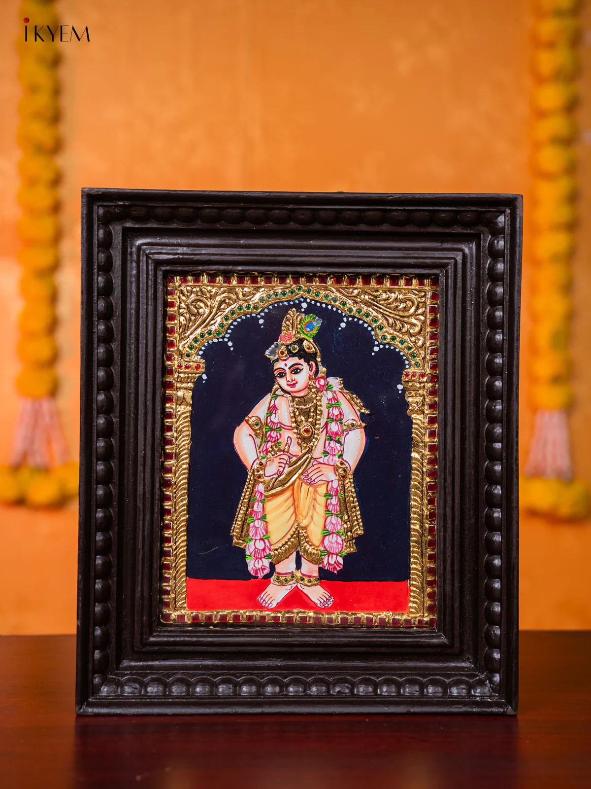 Lord Krishna Tanjore painting - (13×11) Inch - KJ03142