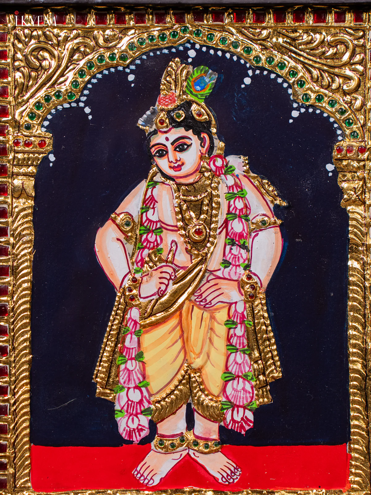 Lord Krishna Tanjore painting - (13×11) Inch - KJ03142 - Image 3