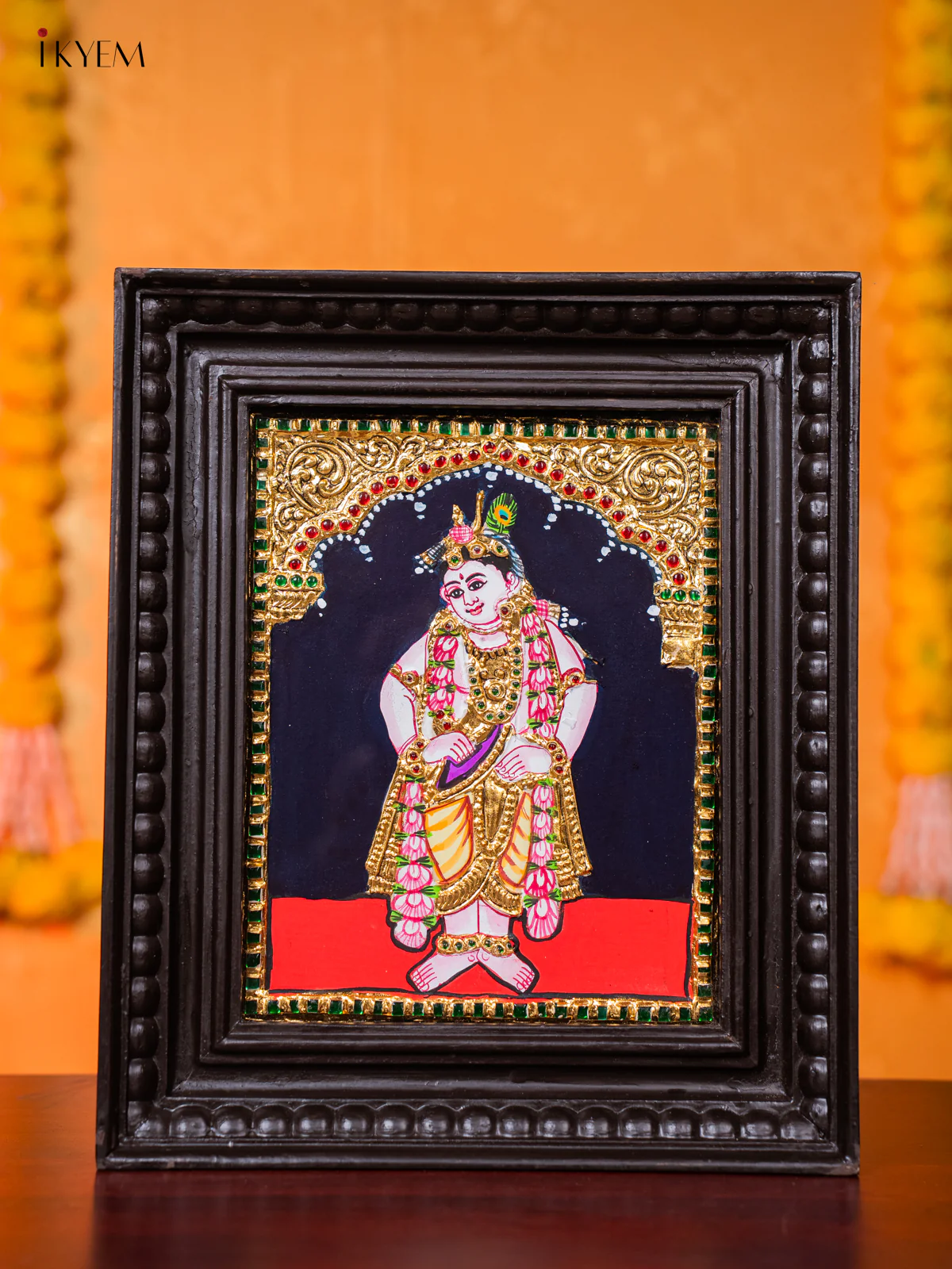 Devotional Lord BalaKrishna Tanjore painting (13*11 inches) - KJ03143