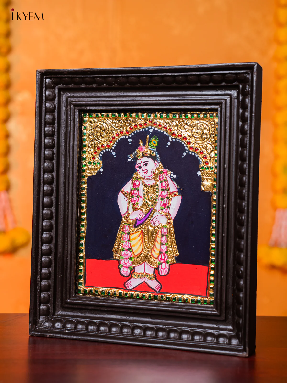 Devotional Lord BalaKrishna Tanjore painting (13*11 inches) - KJ03143 - Image 2