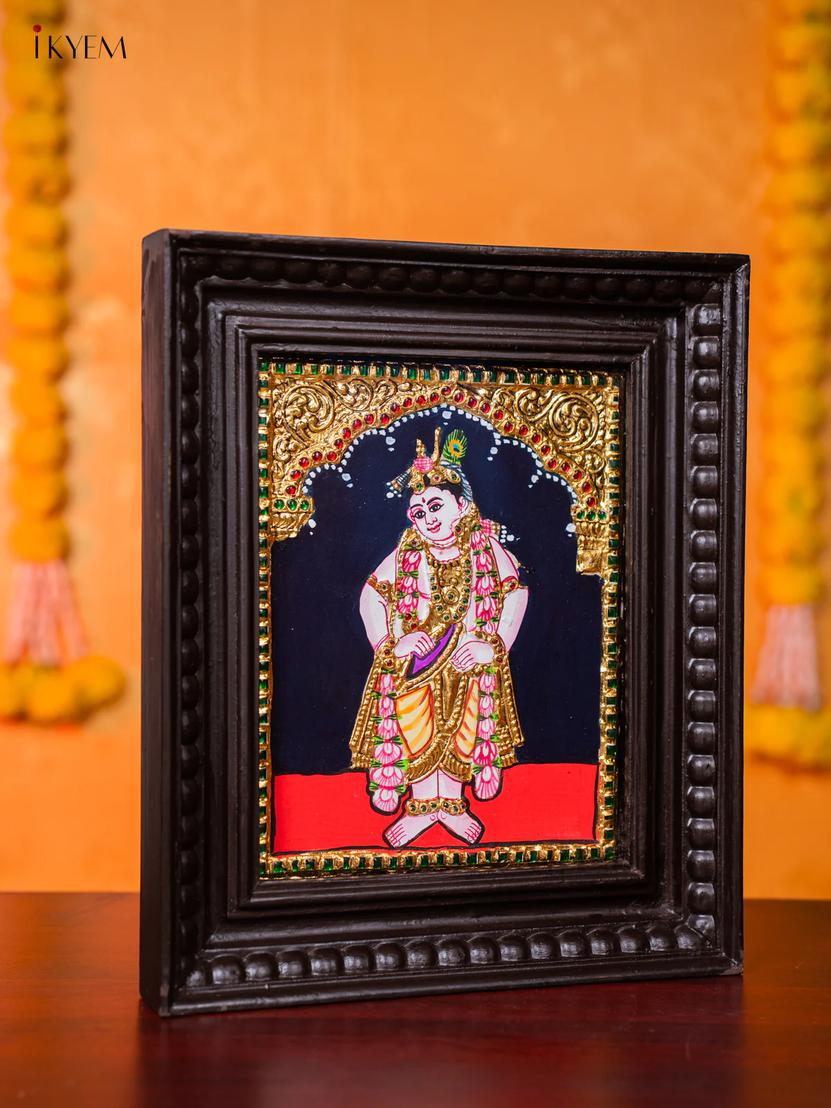 Devotional Lord BalaKrishna Tanjore painting (13*11 inches) - KJ03143 - Image 4