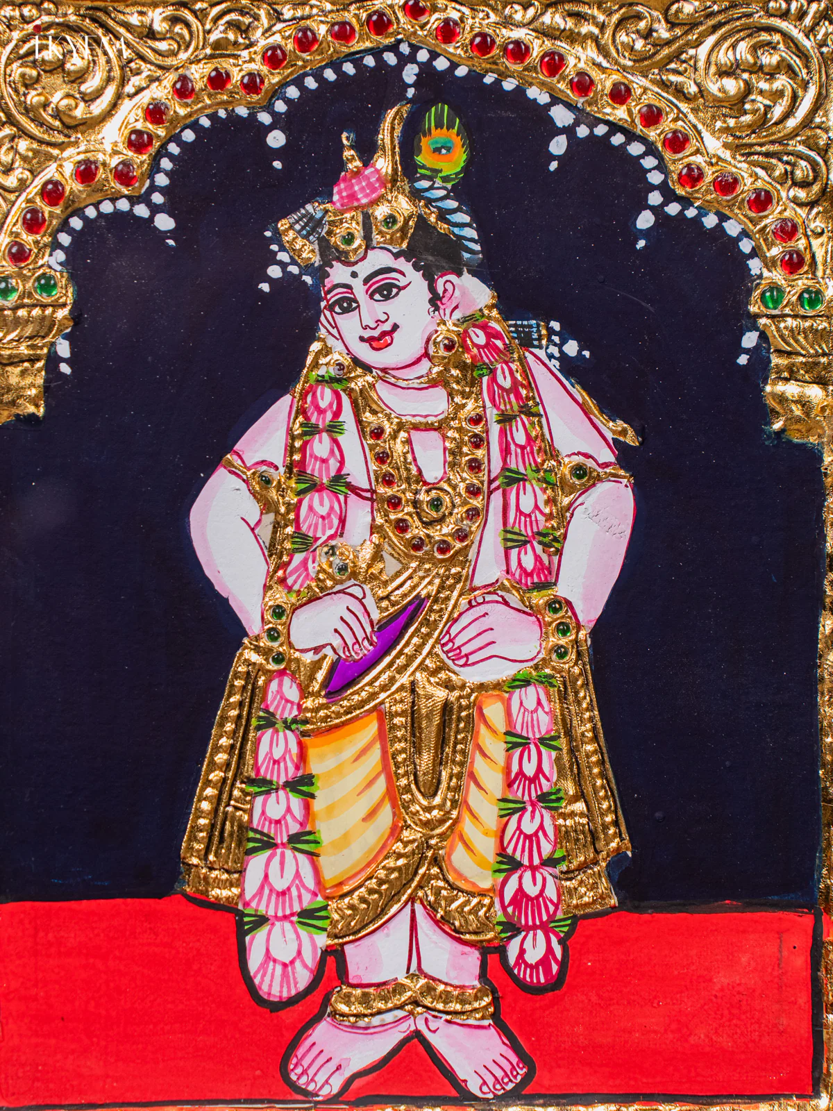 Divine Lord BalaKrishna Tanjore painting (13*11 inches) - KJ03144 - Image 3