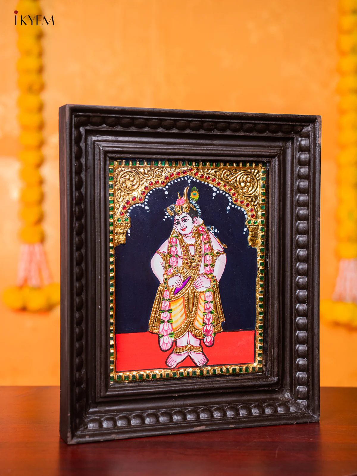 Divine Lord BalaKrishna Tanjore painting (13*11 inches) - KJ03144 - Image 4