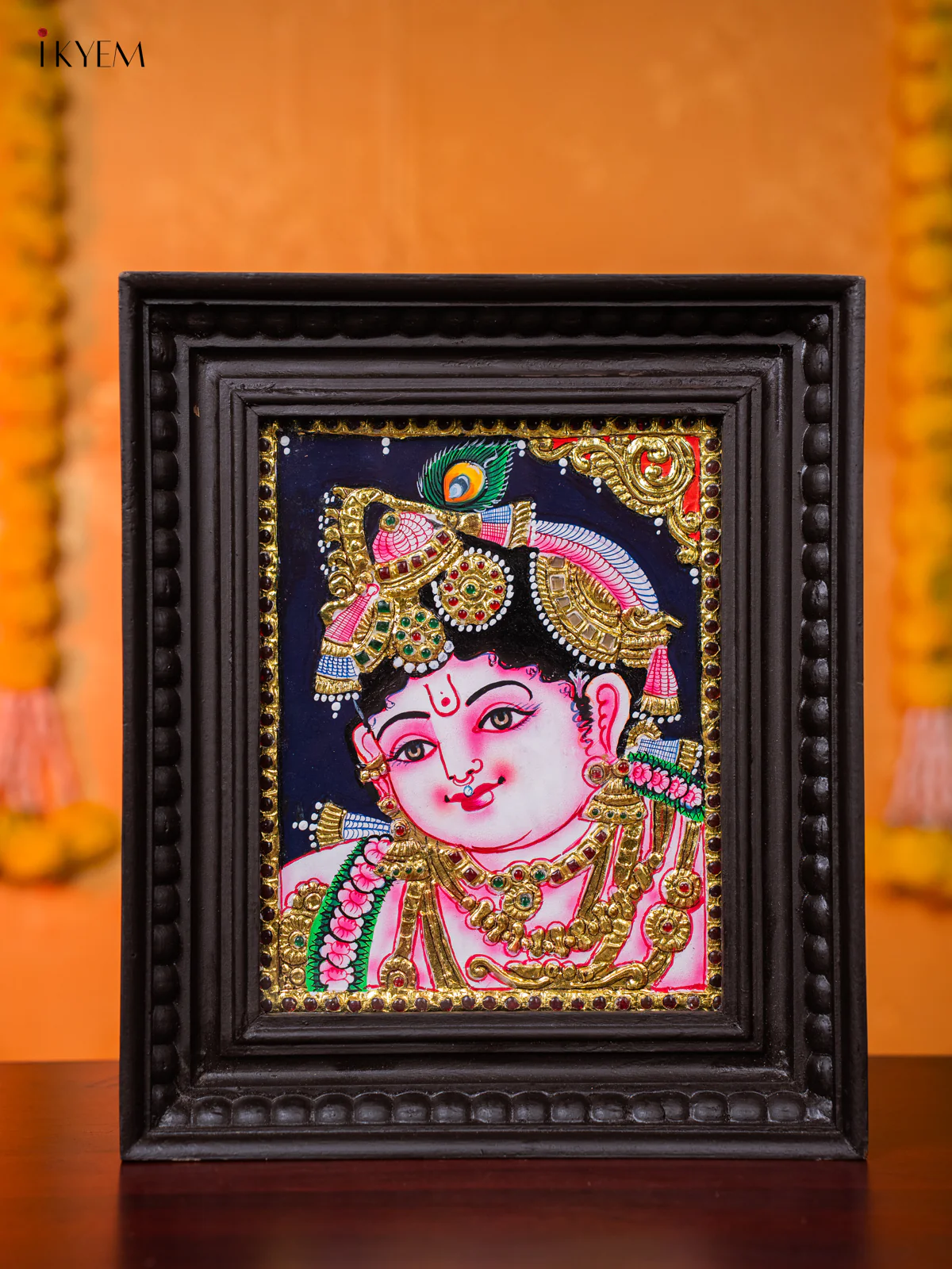 Exquisite Baby Krishna Tanjore painting (13*11 inches) - KJ03149