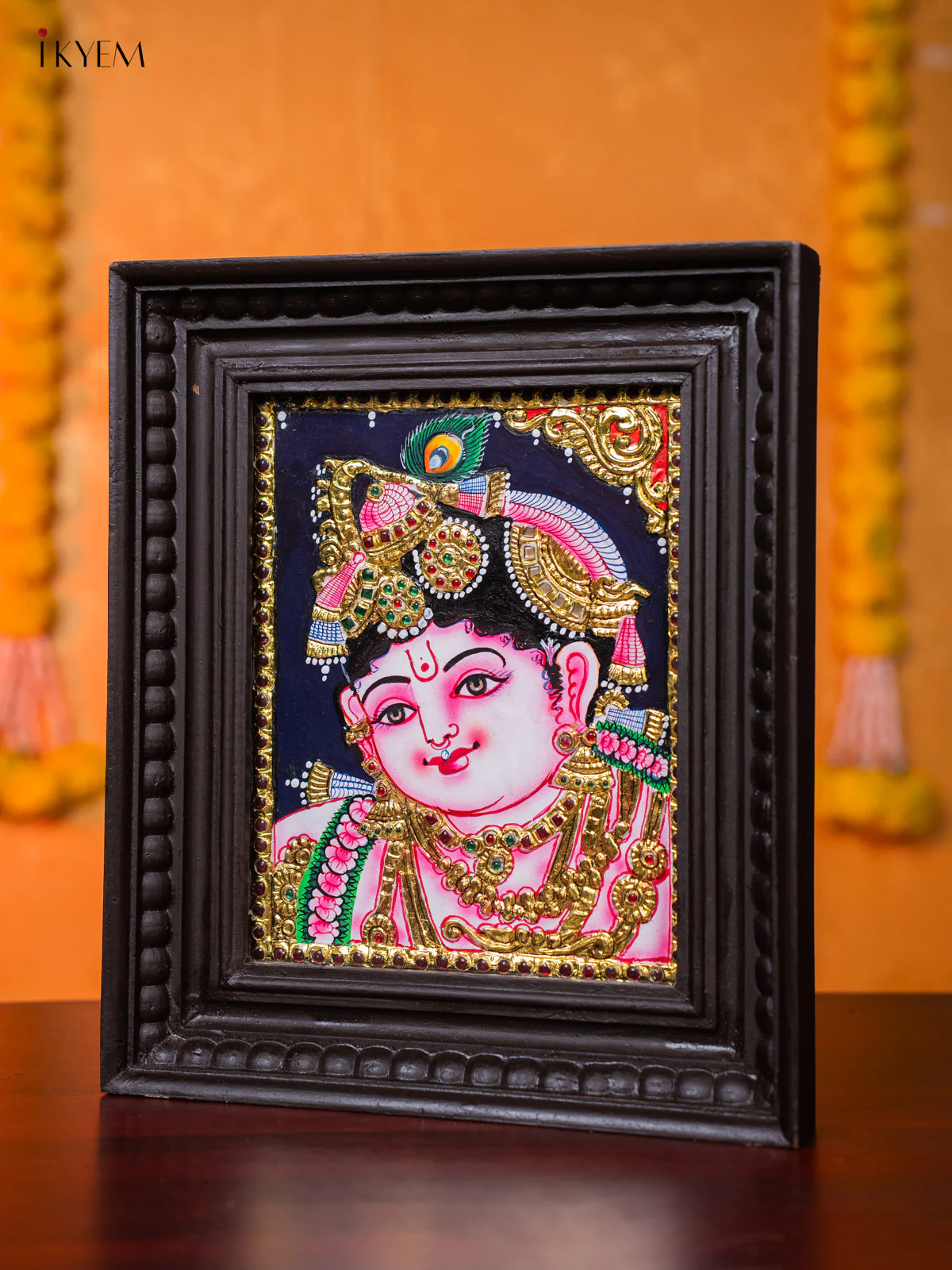 Exquisite Baby Krishna Tanjore painting (13*11 inches) - KJ03149 - Image 2