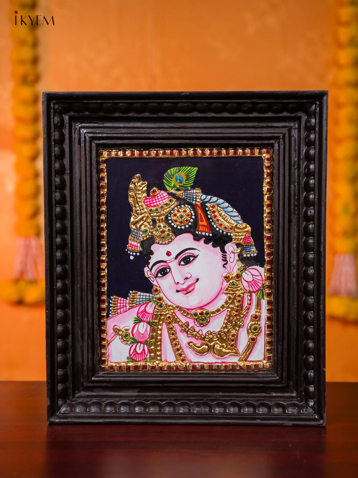 Bala Krishna Face Tanjore painting - (13×11) Inch - KJ03154