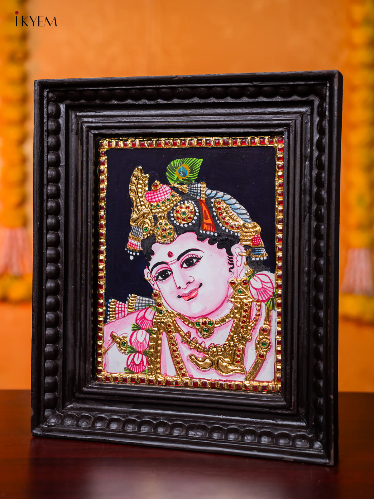 Bala Krishna Face Tanjore painting - (13×11) Inch - KJ03154 - Image 2