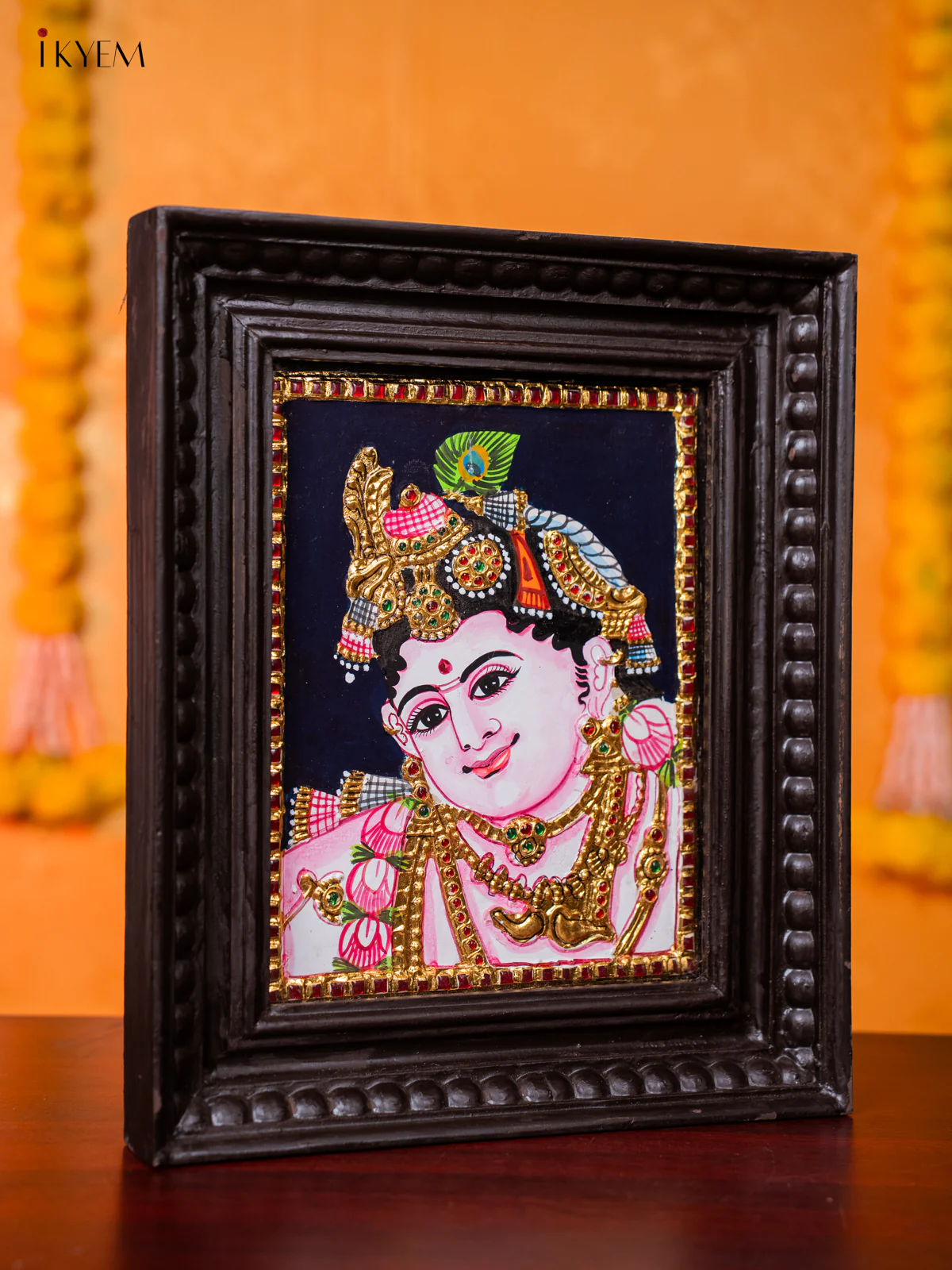 Bala Krishna Face Tanjore painting - (13×11) Inch - KJ03154 - Image 4