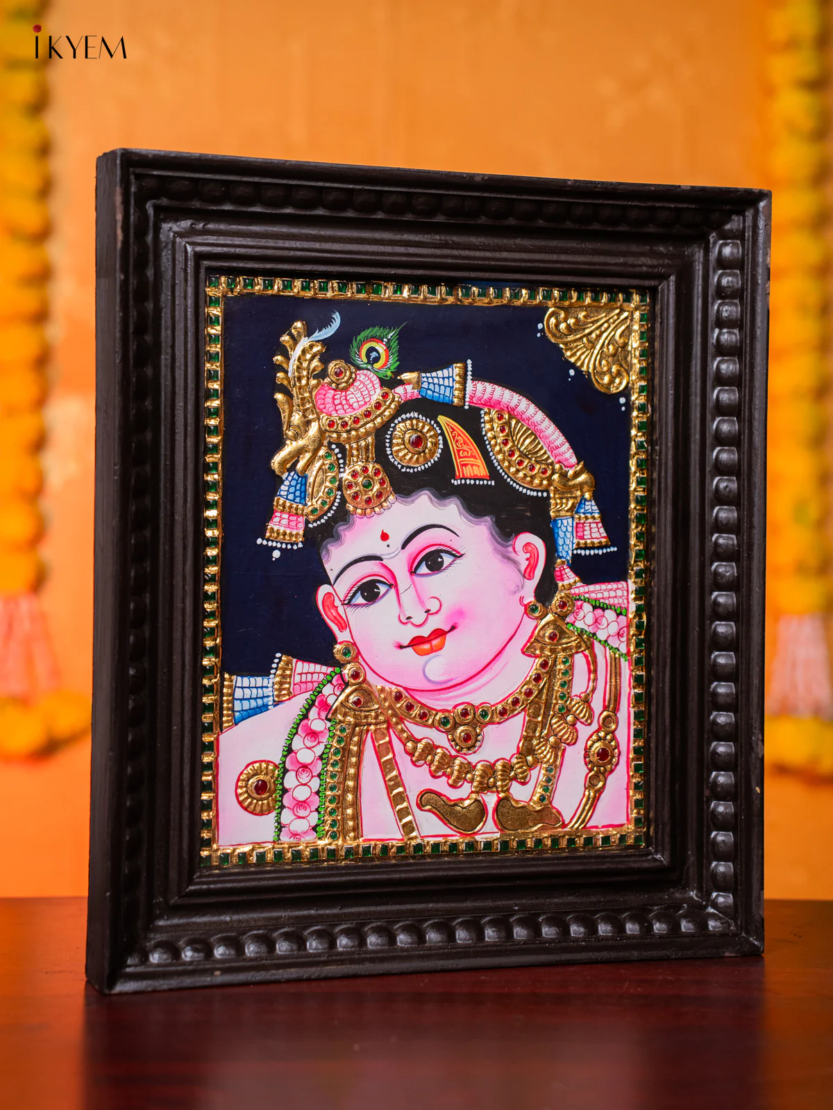 Lord Bala Krishna Tanjore Painting - (15×13) Inch - KJ03202 - Image 4