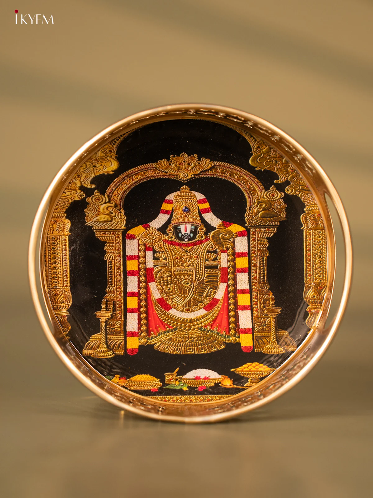 Traditional 6-Inch Lord Balaji Printed Metal Tray - KH05149