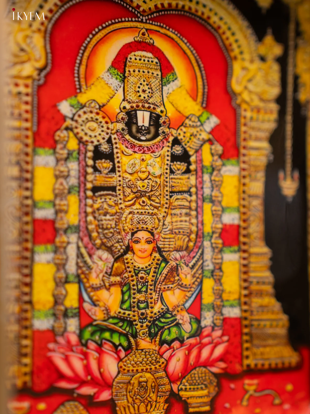 Lord Balaji & Goddess Lakshmi Printed Square Metal Tray - KF24207 - Image 3