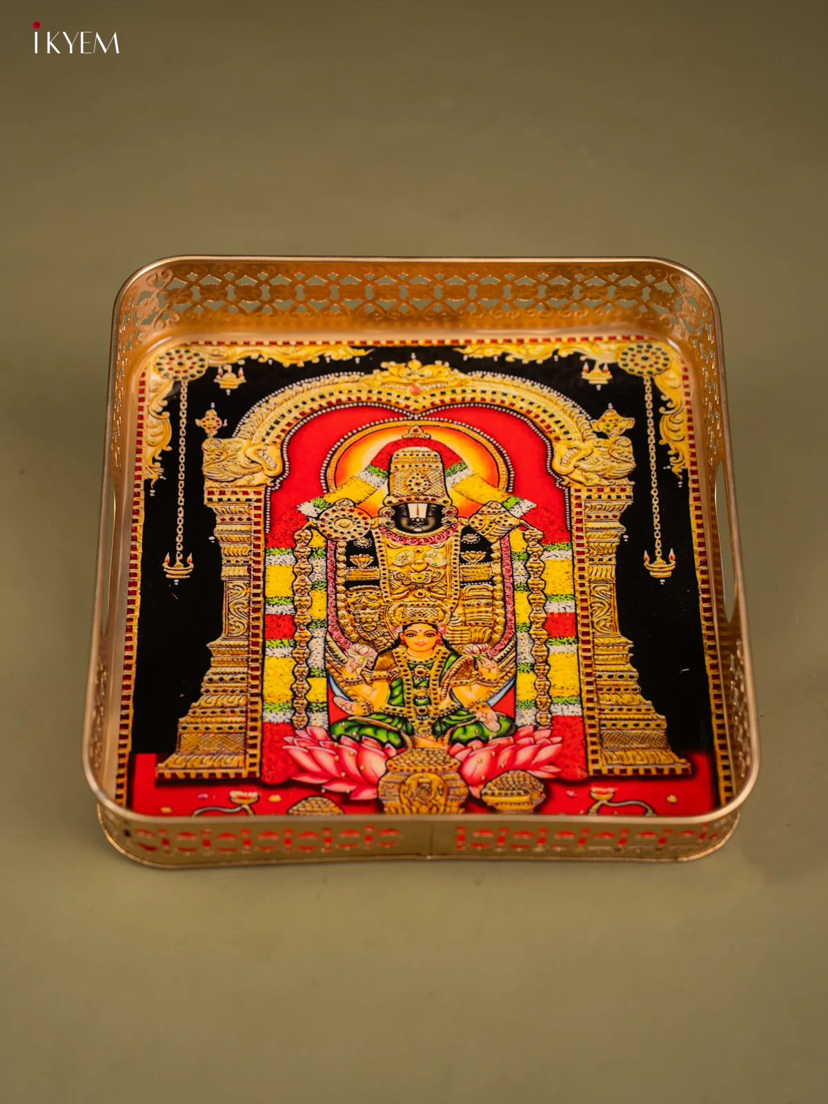 Lord Balaji & Lakshmi Printed Square Metal Trays - KF25149 - Image 3