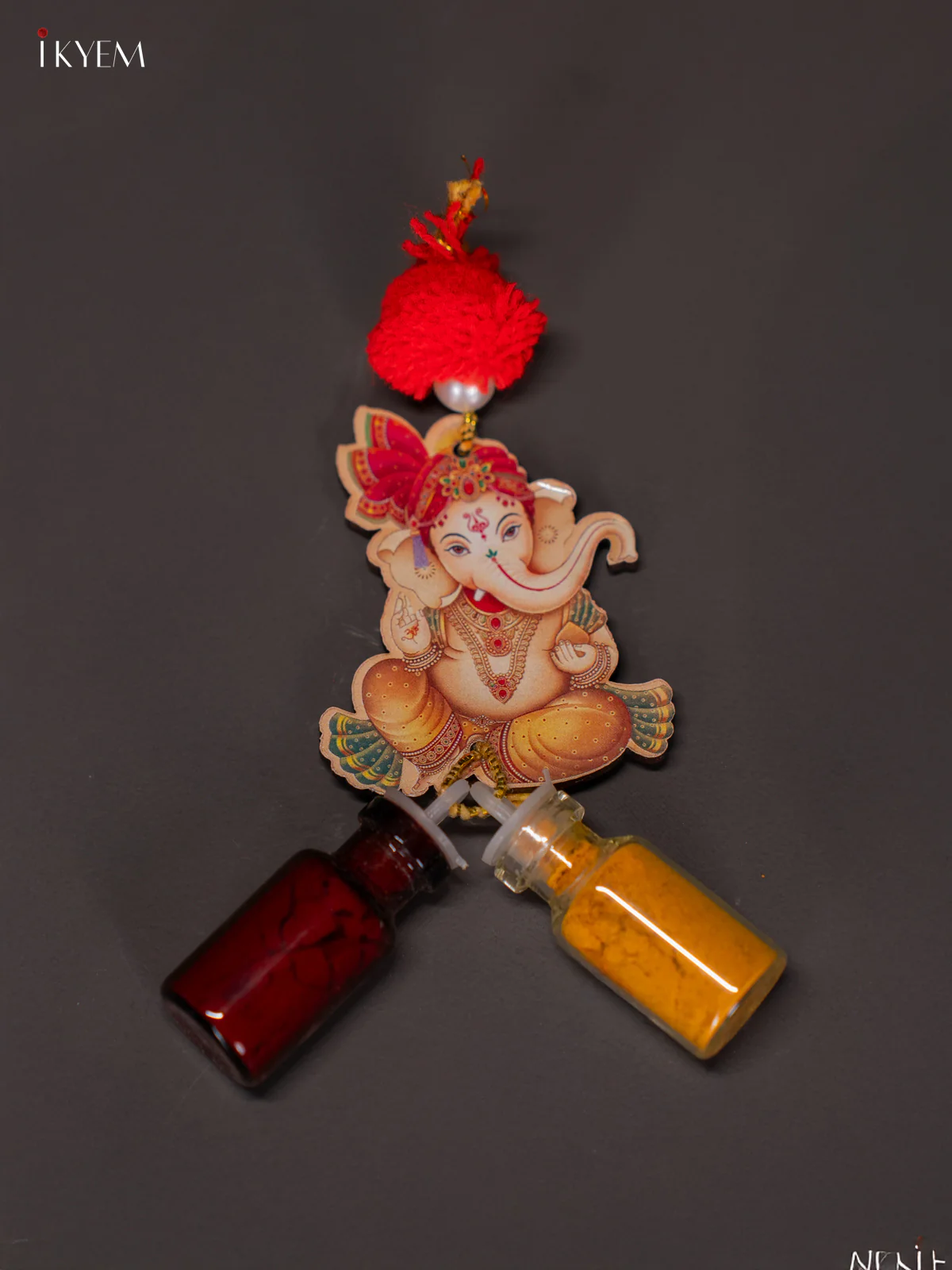 Lord Ganesha Printed Haldi Kumkum Bottle - 2 Inch - KI24149
