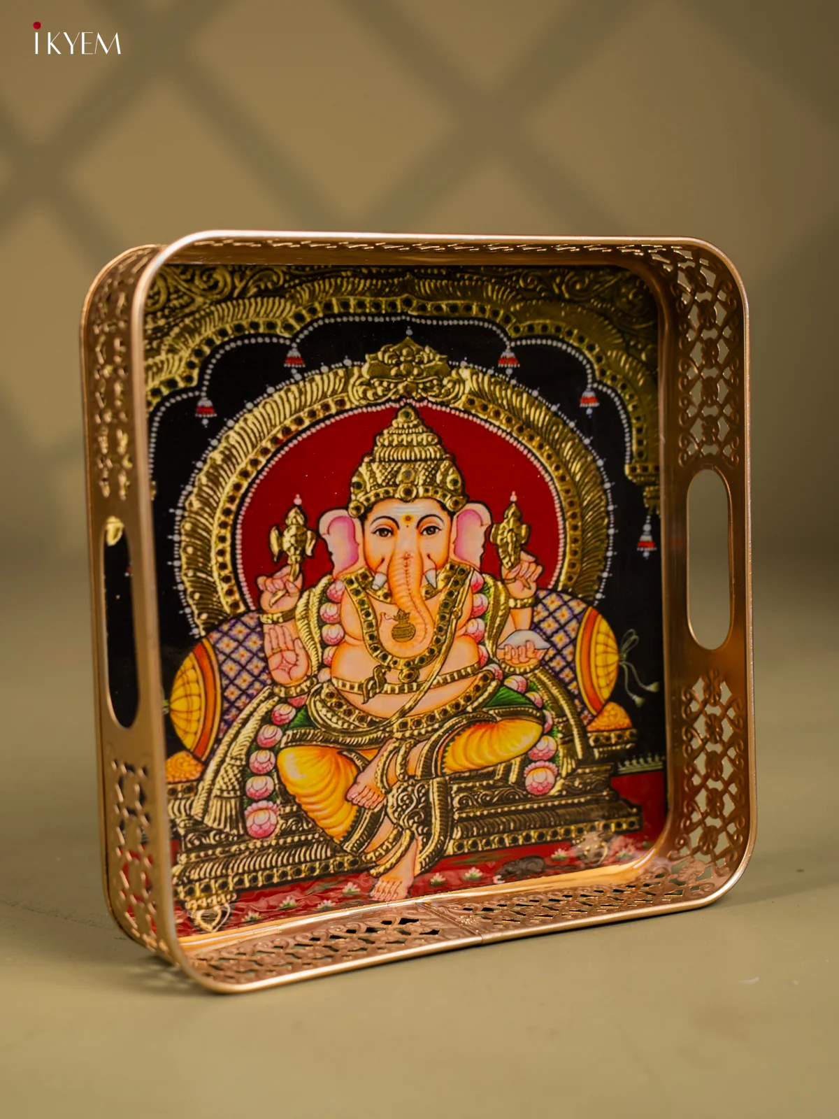 Lord Ganesha Printed Square Shaped Metal Tray - KF25118 - Image 2