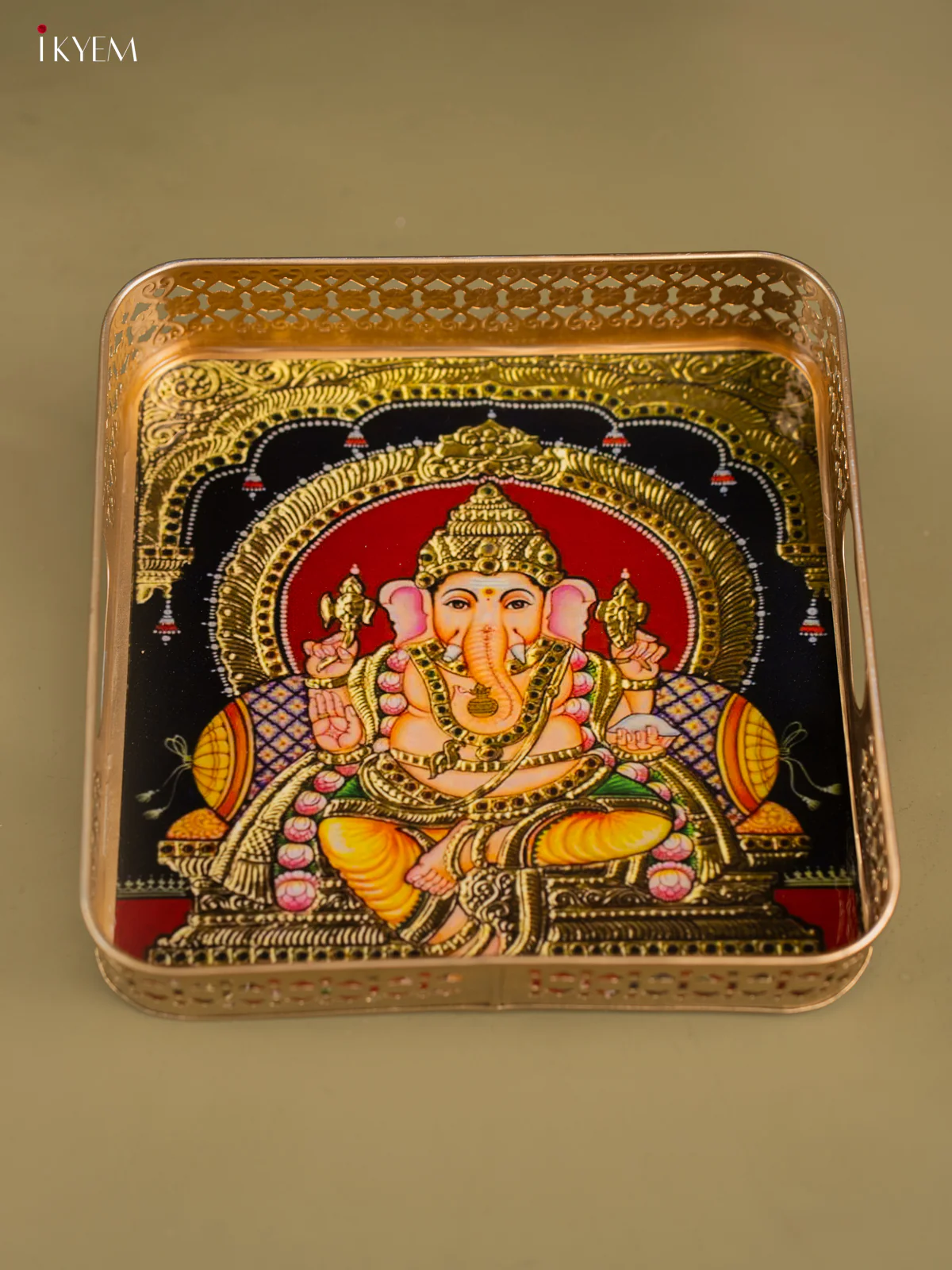 Lord Ganesha Printed Square Shaped Metal Tray - KF25118 - Image 4