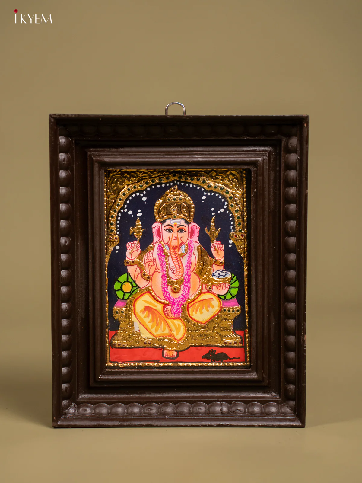 Stunning Tanjore painting of Lord Ganesha With Teak Frame - KF26134