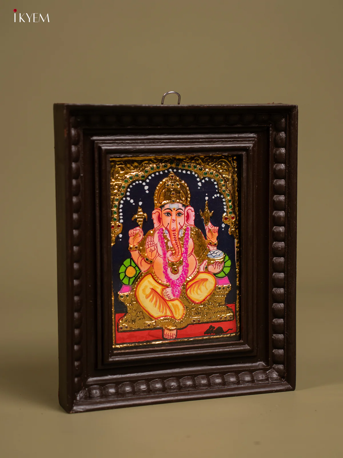 Exquisite Tanjore painting of Ganesha With Teakwood Frame - KF26138 - Image 2