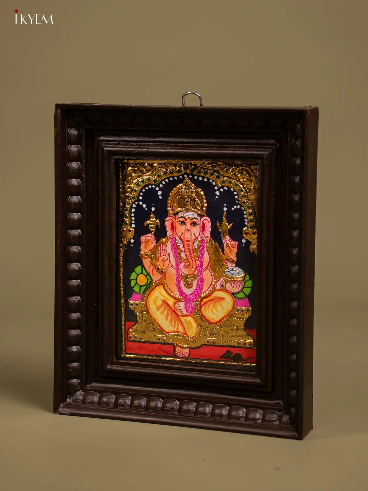 Exquisite Tanjore painting of Ganesha With Teakwood Frame - KF26138 - Image 3