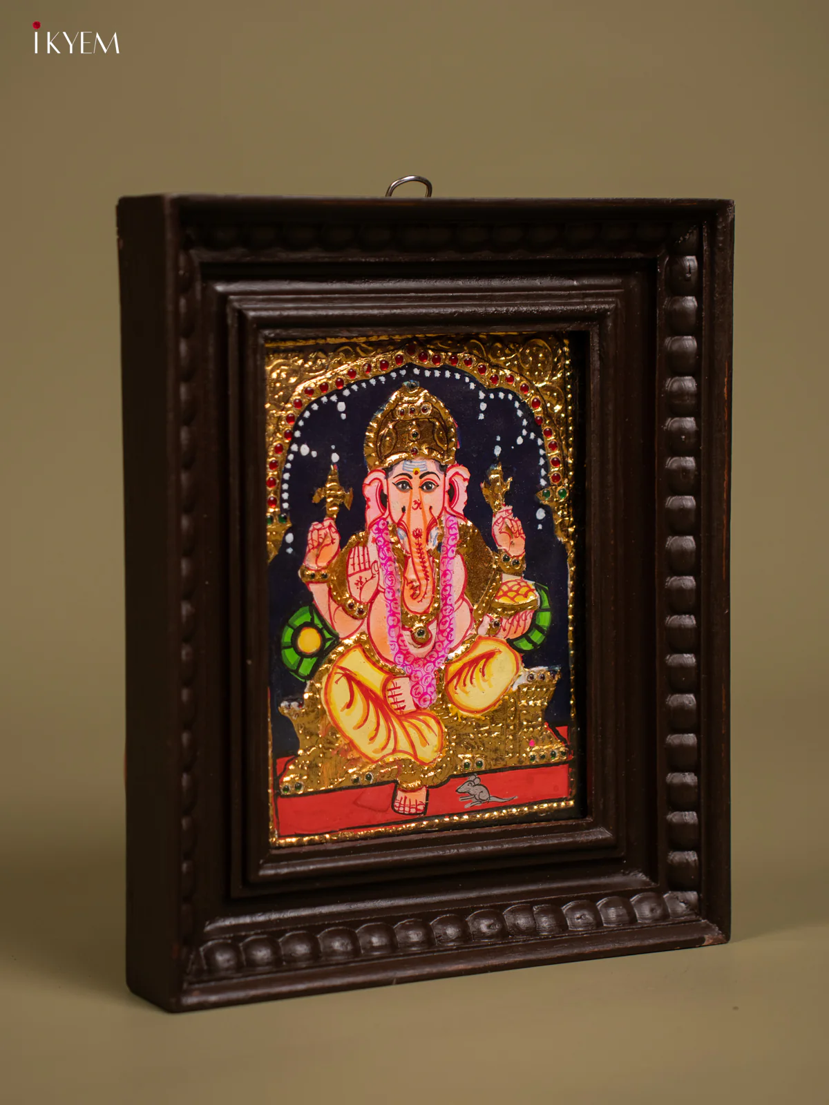 Stunning Tanjore Painting of Lord Ganesha in Teakwood Frame (11x9)- KF26150 - Image 2