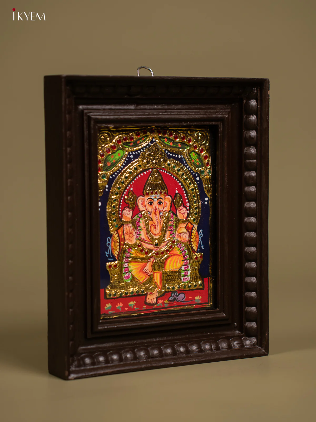 Grand Tanjore painting Of Lord Ganesha in Teakwood Frame - KF26151 - Image 2