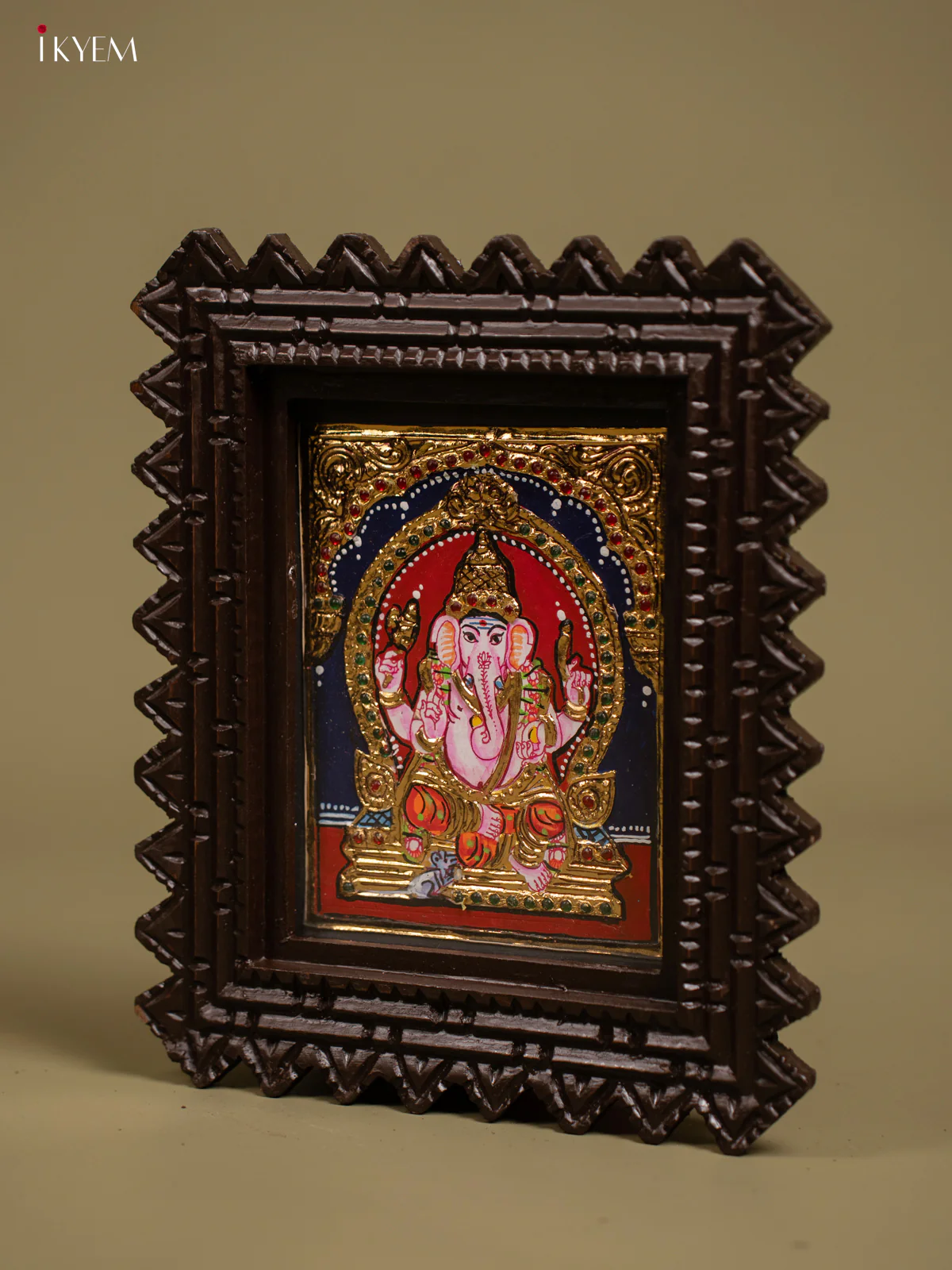 Majestic Lord Ganesha Thanjavur painting (11x9 Inch) - KF26147 - Image 3