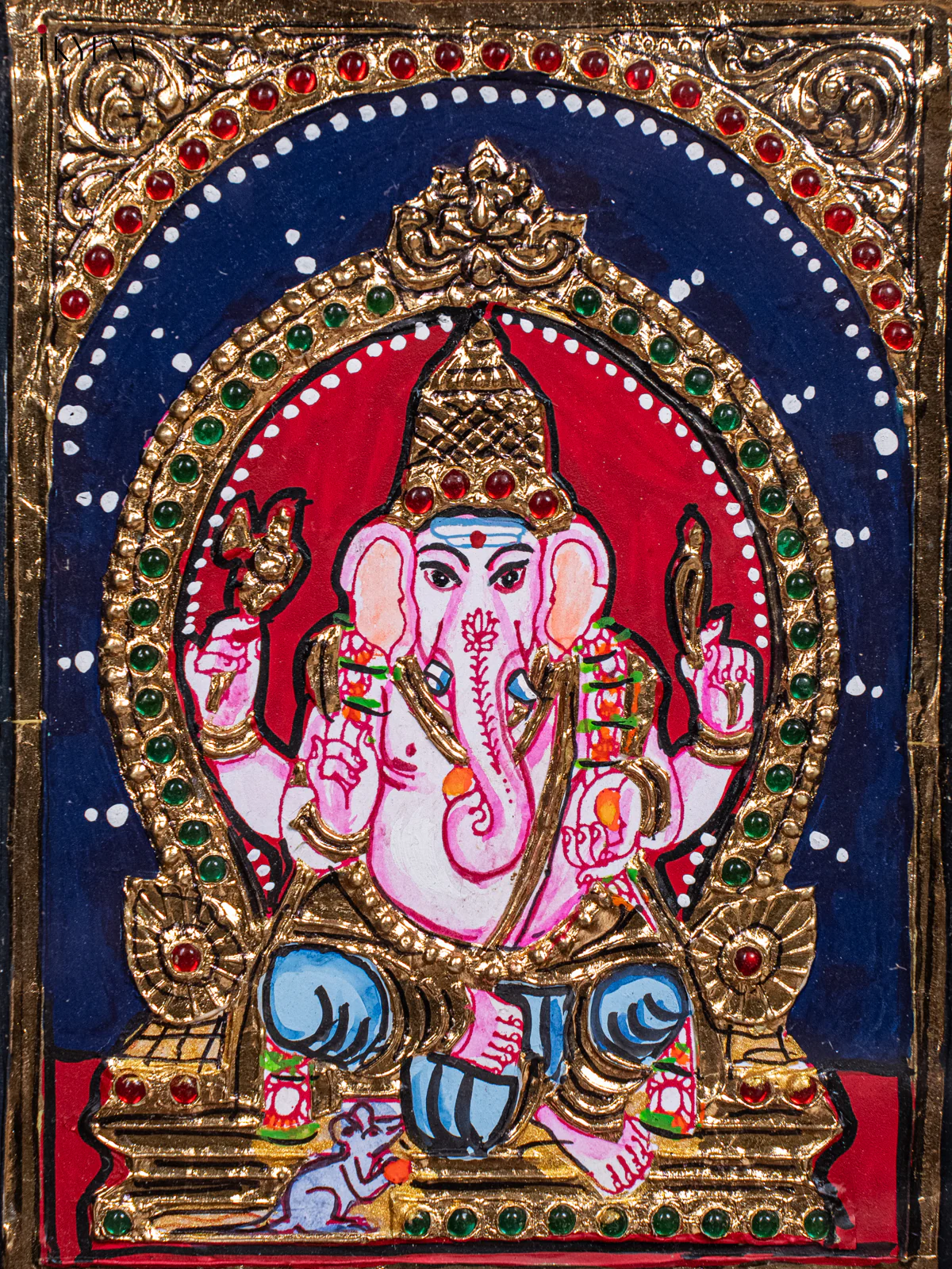 Lord Ganesha Tanjore Painting - (11x9) Inch - KH26112 - Image 3