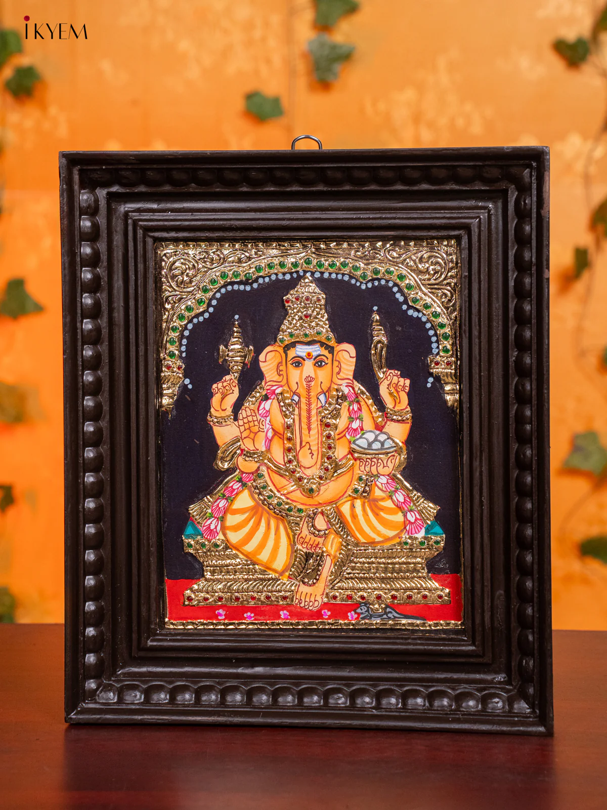 Opulent Thanjavur painting Of Lord Ganesha (13x11 Inch) - KH26139