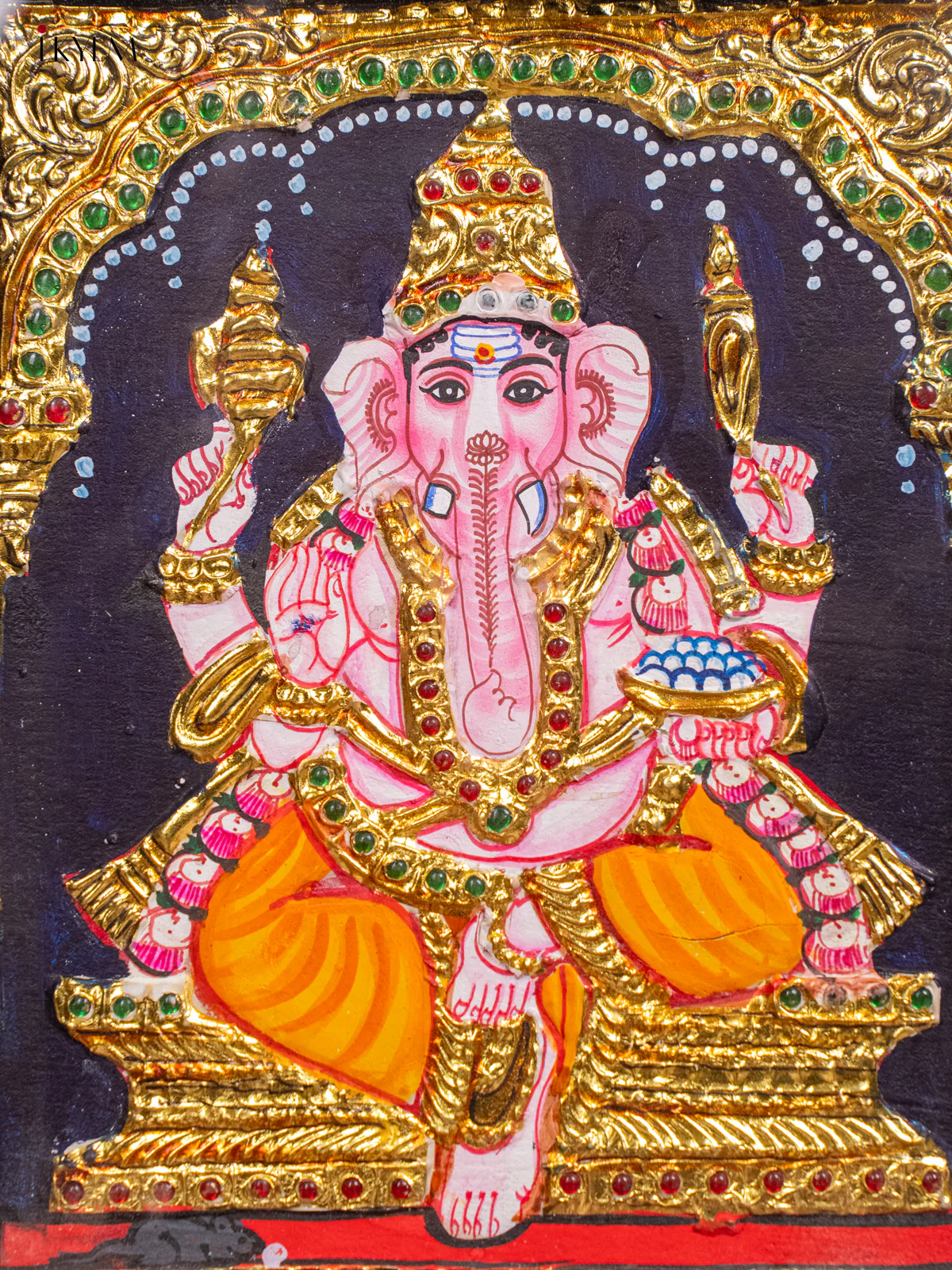 Lord Ganesha Tanjore Painting - (13x11) Inch - KH26140 - Image 3