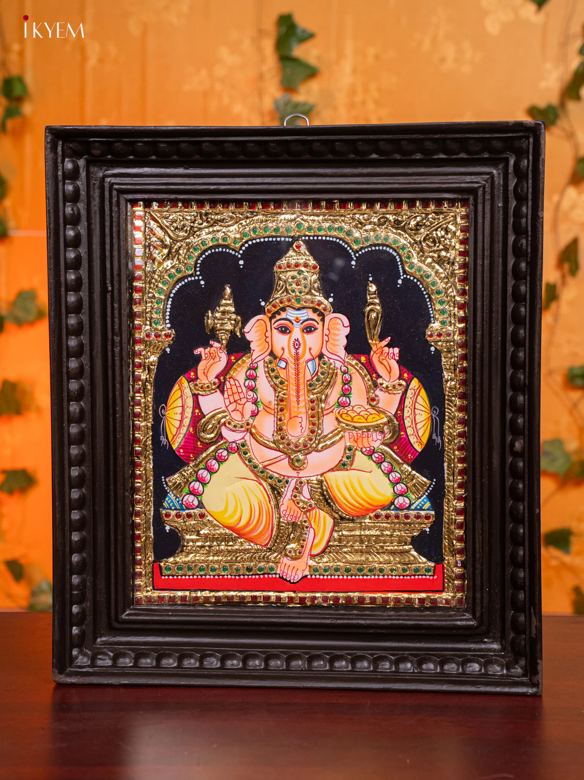 Artistic Thanjavur painting Of Lord Ganesha (13x15 Inch) - KH26168