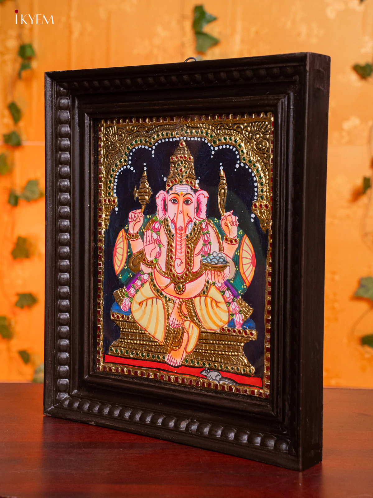 Lord Ganesha Tanjore painting - (13x15 Inch) - KH26169 - Image 4
