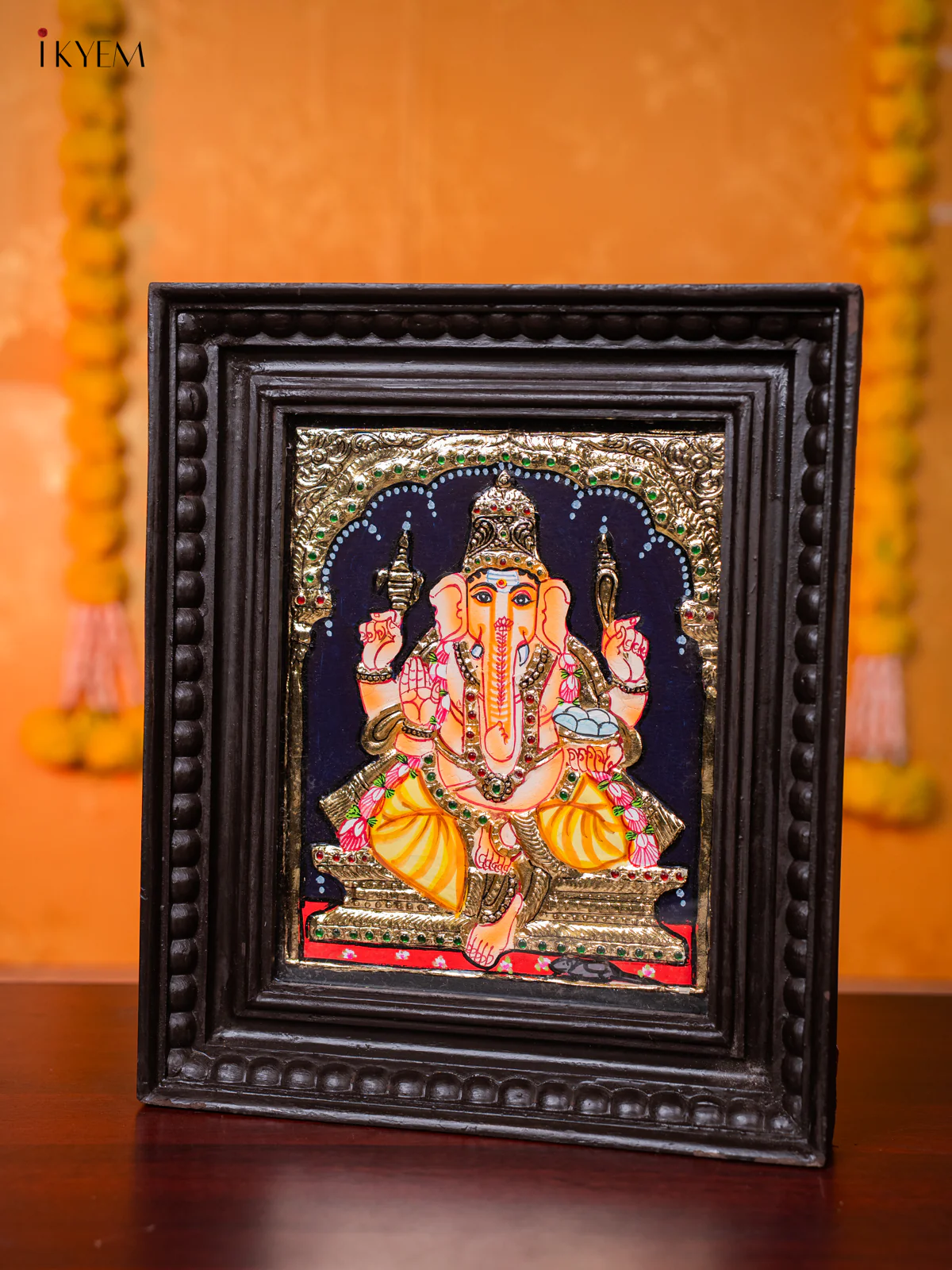 Lord Ganesha Tanjore painting - (13×11) Inch - KJ03162 - Image 2