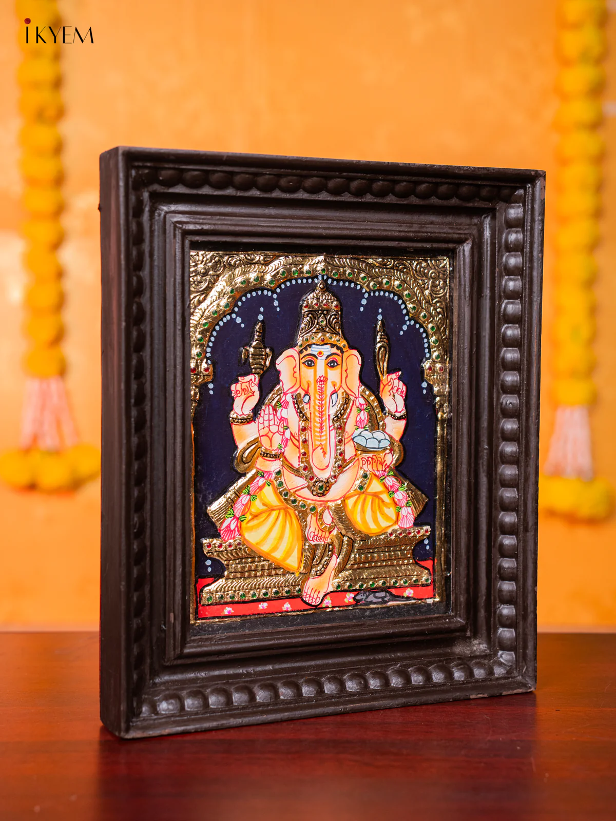 Lord Ganesha Tanjore painting - (13×11) Inch - KJ03162 - Image 4