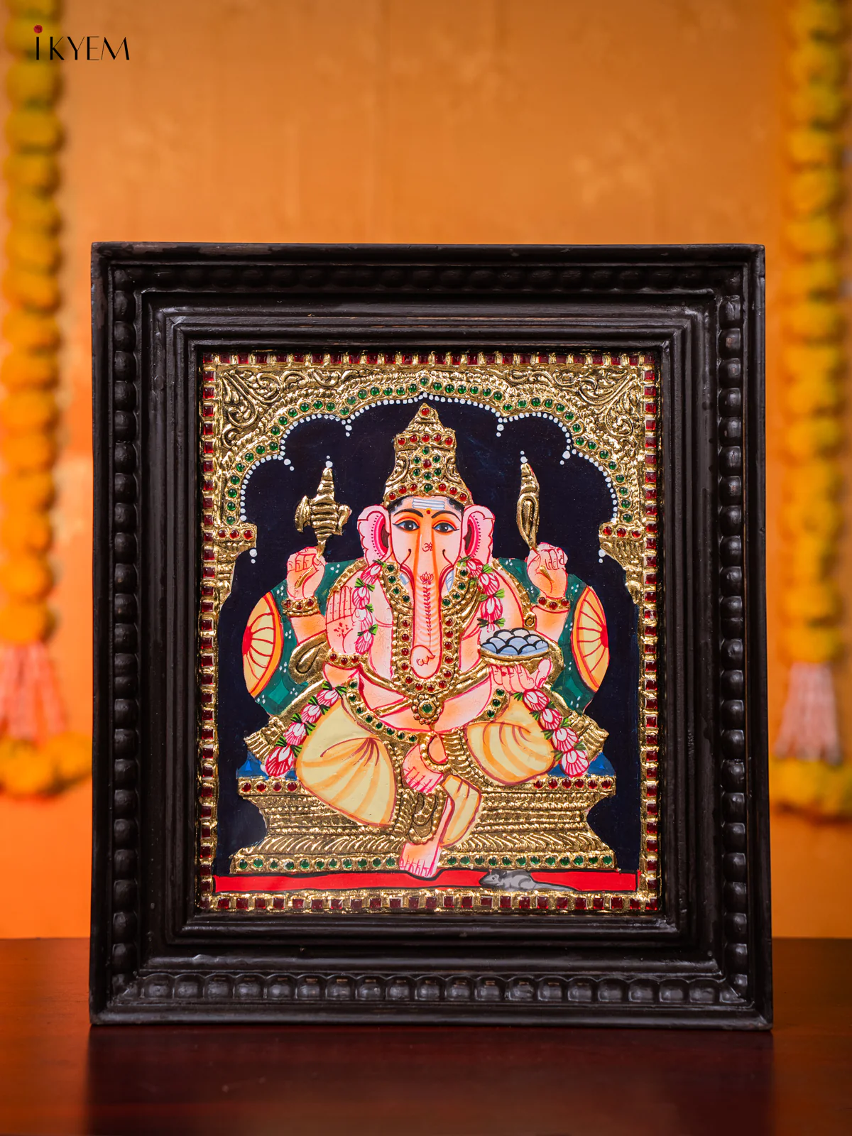 Lord Ganesha Tanjore painting - (15×13) Inch - KJ03187