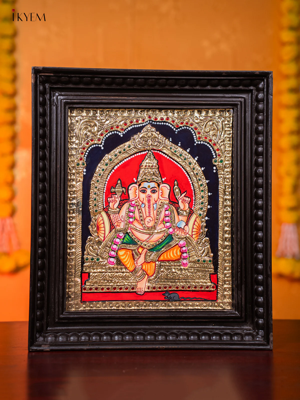 Lord Ganesha Tanjore painting - (15×13) Inch - KJ03190