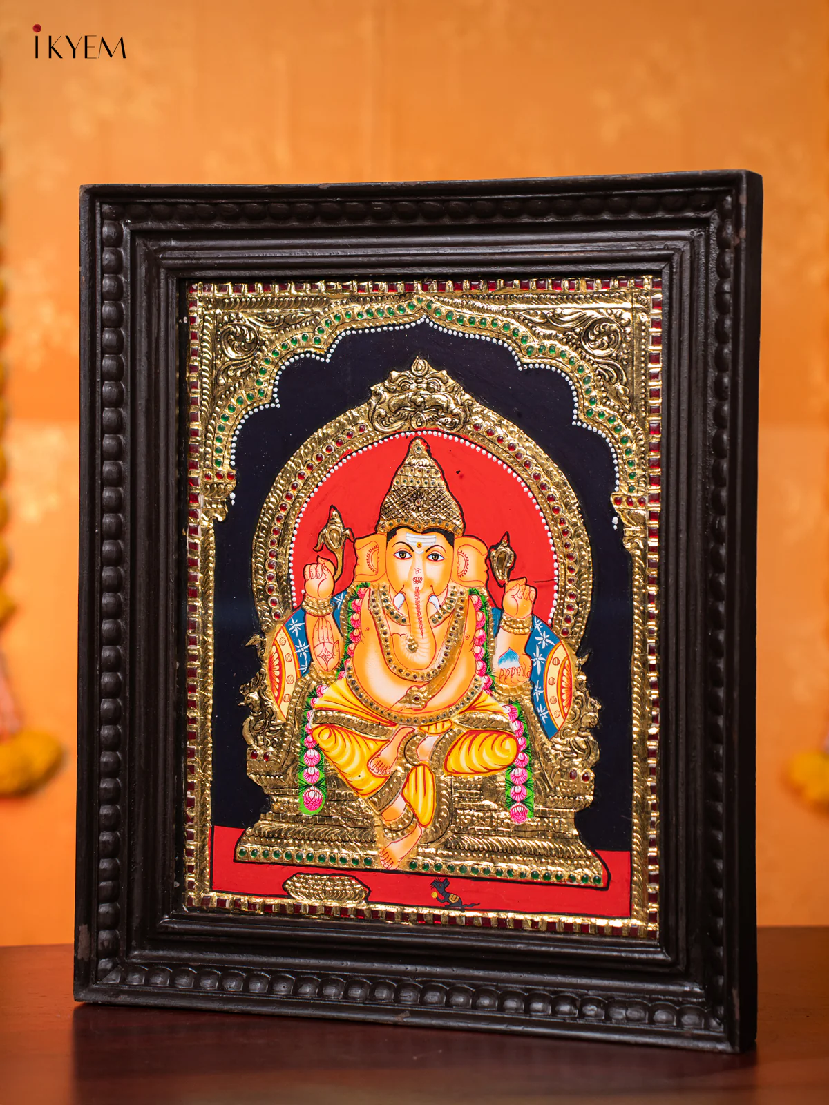 Lord Ganapathy Tanjore painting - (18×15) Inch - KJ03222 - Image 2