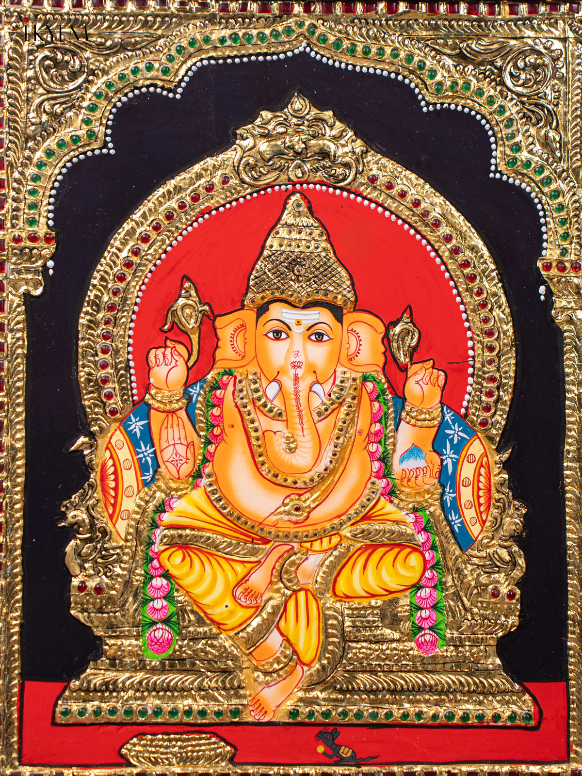 Lord Ganapathy Tanjore painting - (18×15) Inch - KJ03222 - Image 3