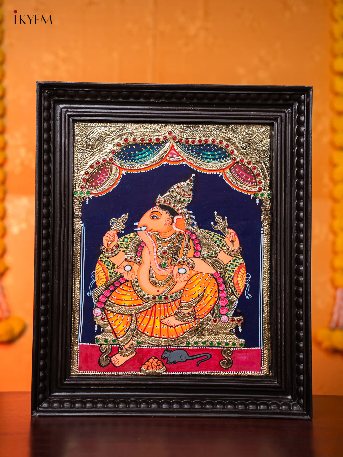 Lord Ganesha Tanjore painting - (18×15) Inch - KJ03224