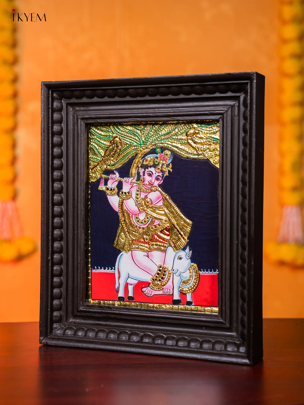 Serene Gopala Krishna Tanjore painting (13*11 inches) - KJ03145 - Image 2