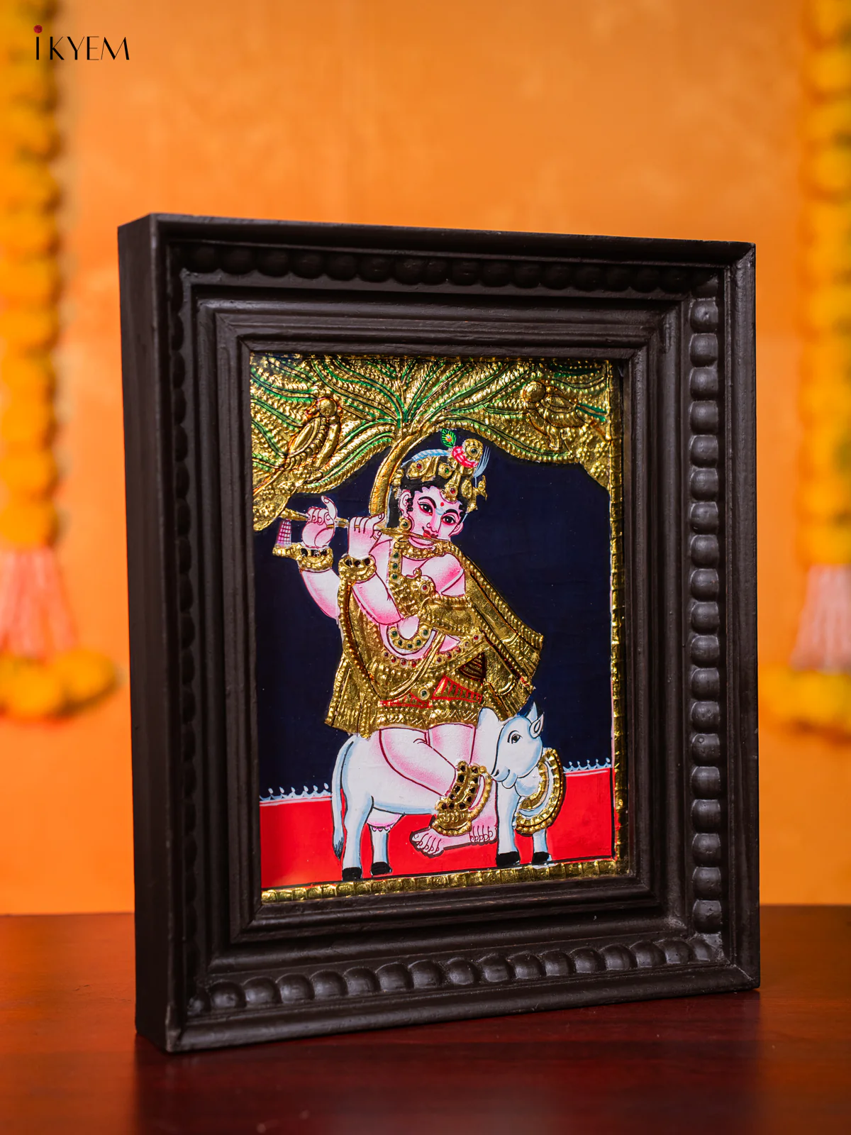 Serene Gopala Krishna Tanjore painting (13*11 inches) - KJ03145 - Image 4