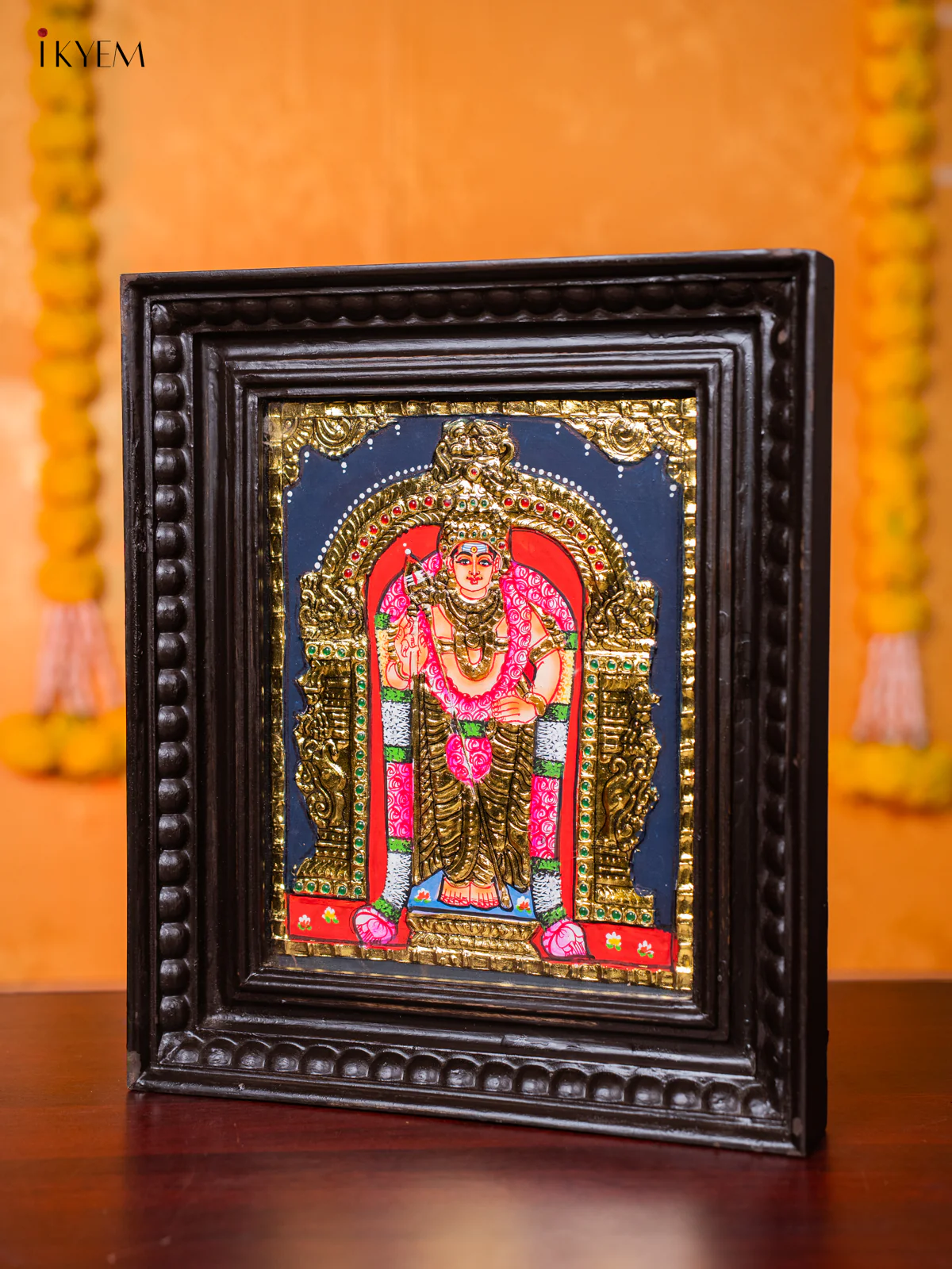 Powerful Lord Murugar Tanjore painting (13*11 inches) - KJ03157 - Image 2