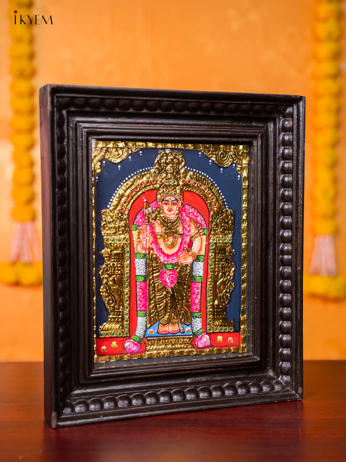 Powerful Lord Murugar Tanjore painting (13*11 inches) - KJ03157 - Image 4