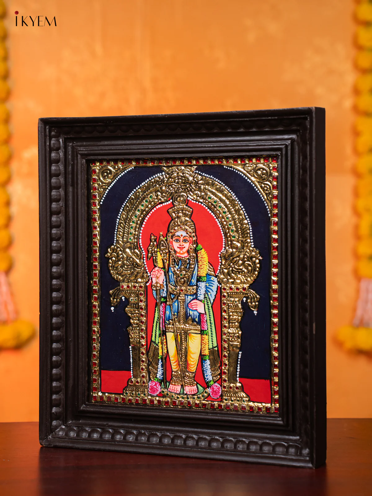 Divine Lord Murugan Thanjavur painting (15*13 inches) - KJ03181 - Image 4