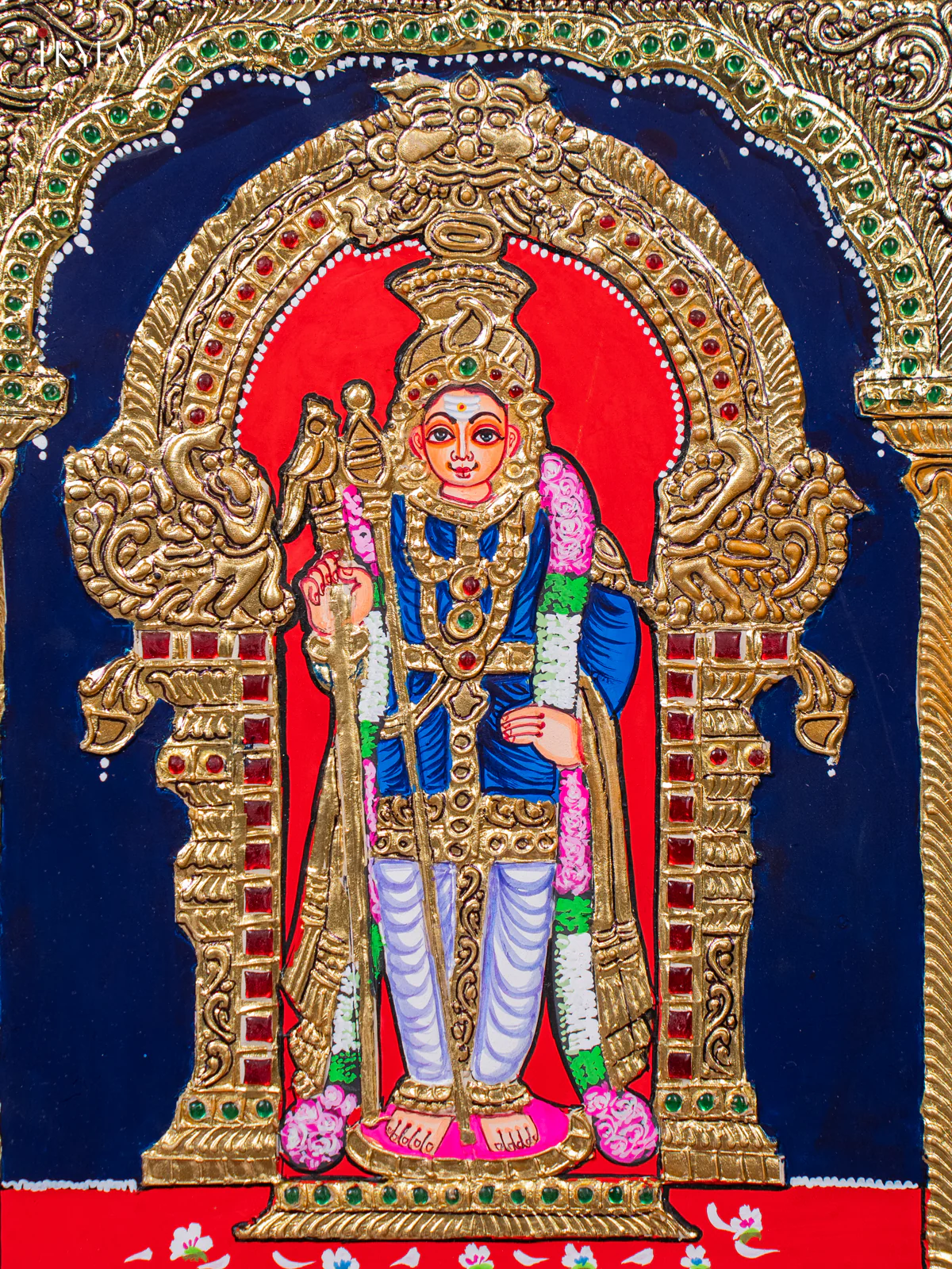 Raja Alangara Palani Andavar Tanjore painting - (15×13) Inch - KJ03184 - Image 3