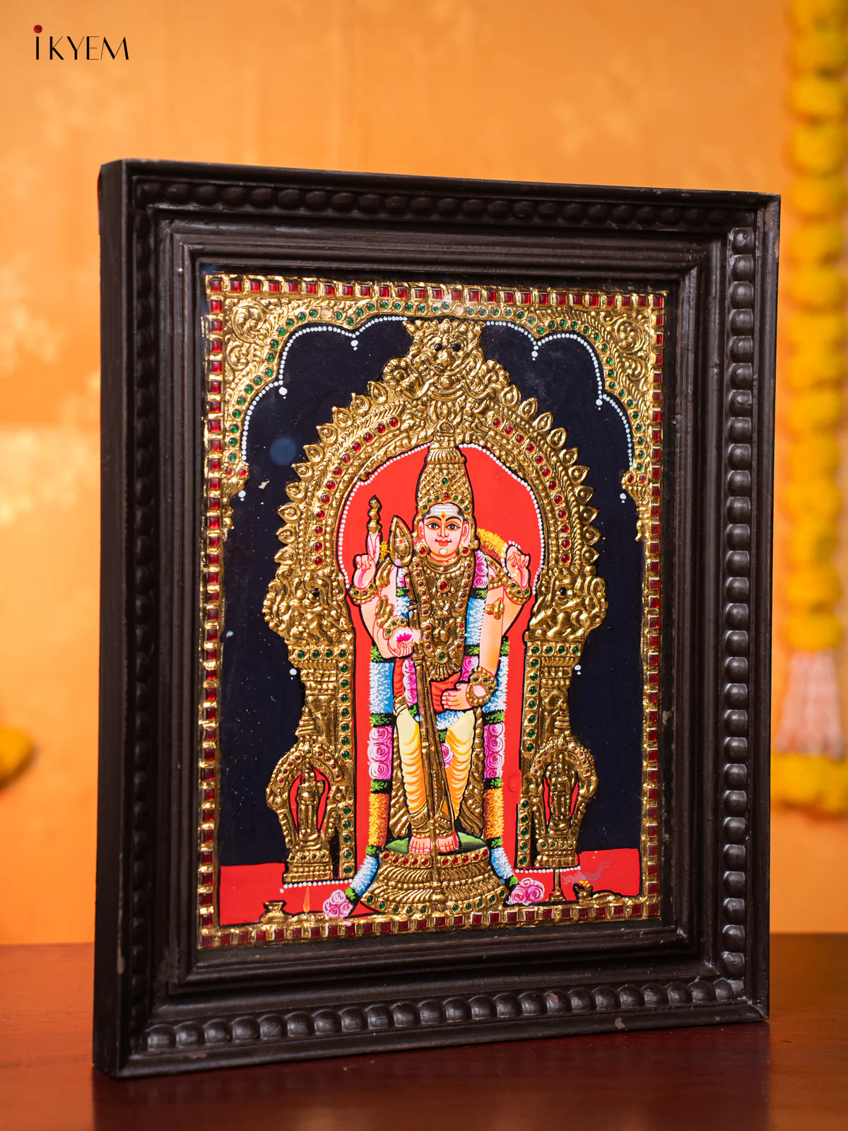 Artistic Lord Murugar Thanjavur painting (18*15 inches) - KJ03219 - Image 2
