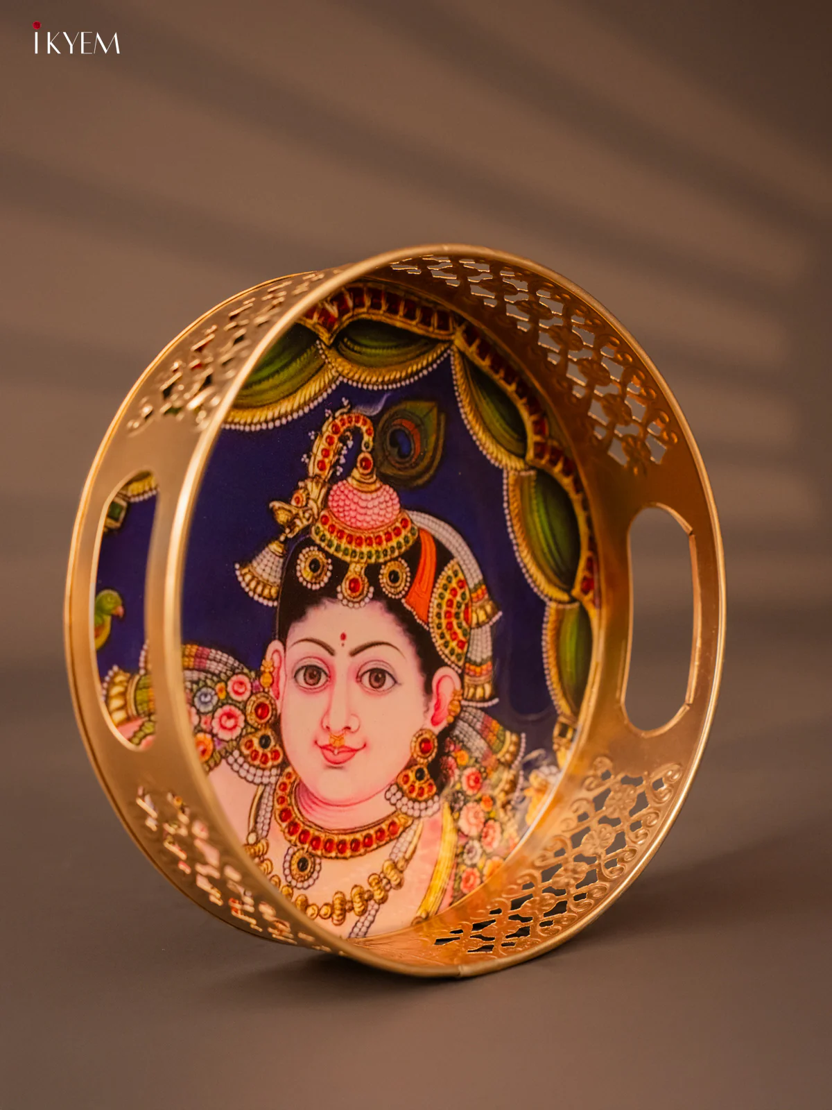 Beautiful God Krishna Printed Metal Tray - KH05125 - Image 2