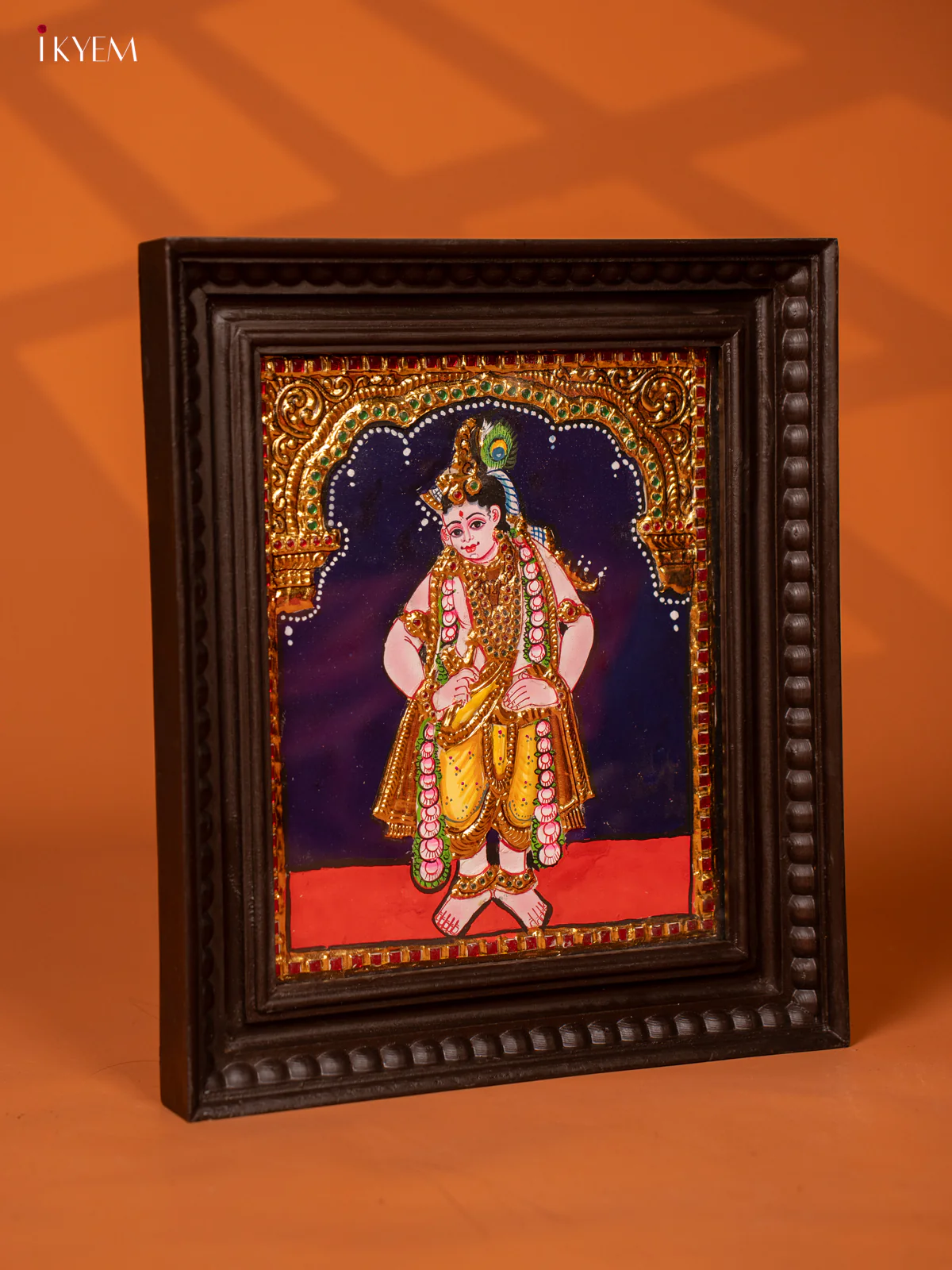 Lord Krishna Tanjore Paintings With Teakwood Frame - KE27200 - Image 3