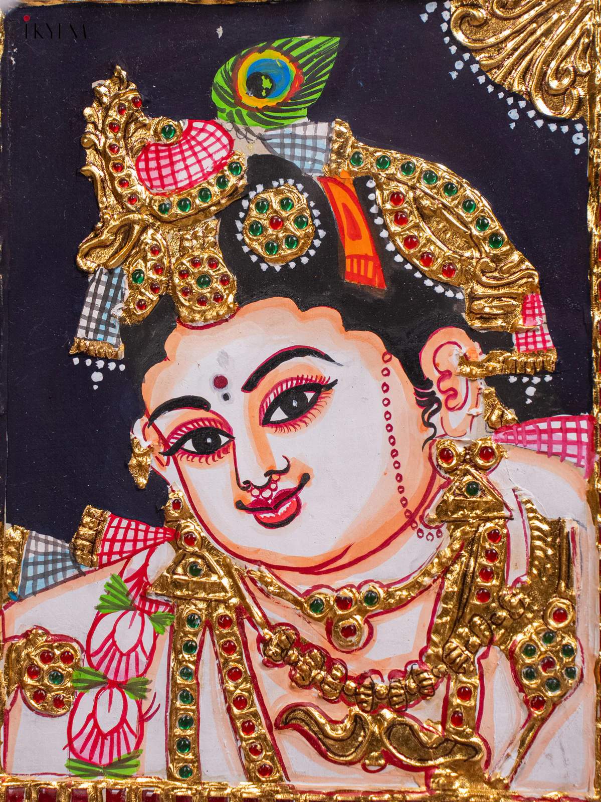 Lord Bala Krishna Tanjore Painting - (13x11) Inch - KH26150 - Image 3